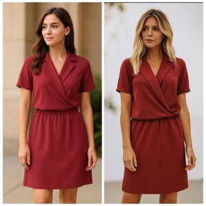 AMANDA UPRICHARD Leonard Faux Wrap Mini Dress XS Burgundy Amanda Uprichard Dress